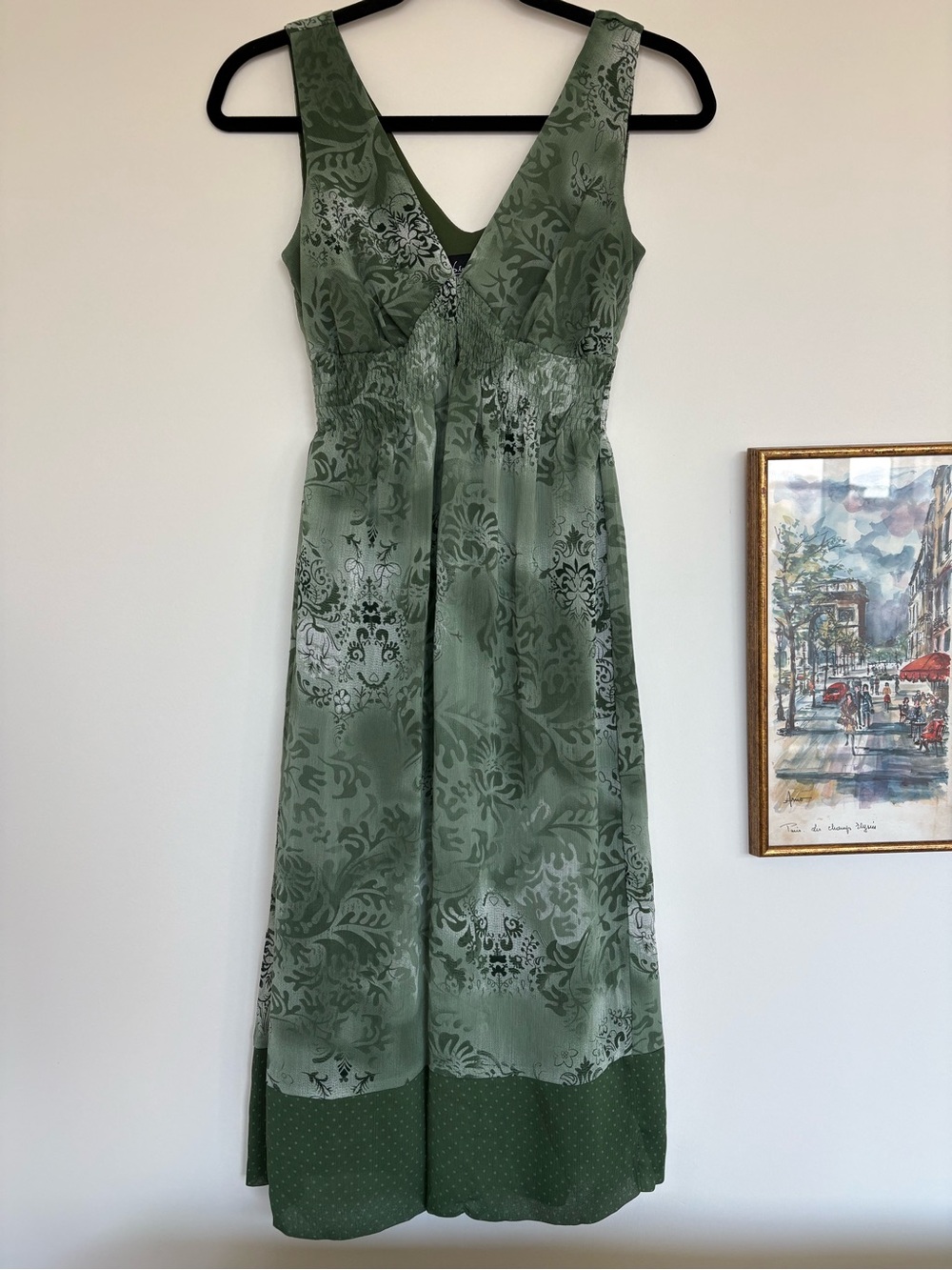 90s / y2k B.I.Y.A.Y.C.D.A. Green V-Neck Midi Dress
